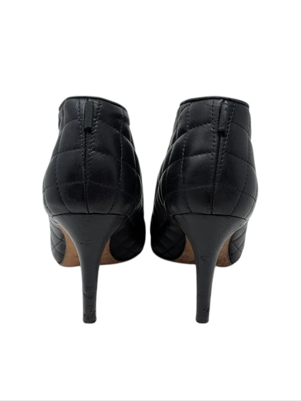 Chanel Black Quilted Leather Interlocking CC Heeled Bootie Boot Size EU 39